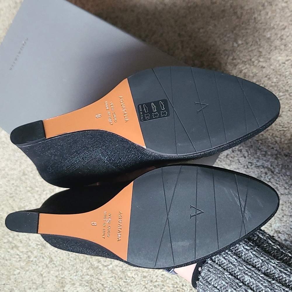 Aquatalia Zana Saffianino Suede Wedge Heel Weatherproof - Picture 4 of 11